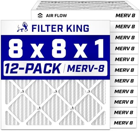 Filter King 8x8x1 Air Filter MERV 8, AC Furnace Filters (12-Pack) by FilterKing