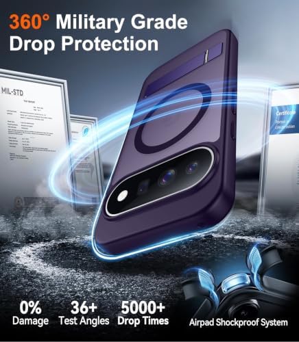 Temdan Designed for Google Pixel 11 Pro Case 2026, [Built-in Invisible Kickstand][Compatible with MagSafe][Military Grade Shockproof] Slim Translucent Matte Phone Case-Purple - Image 4