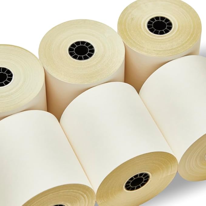 3'' x 95' White/Canary 2 Ply Carbonless Kitchen Printer Paper Cash Register - Image 2