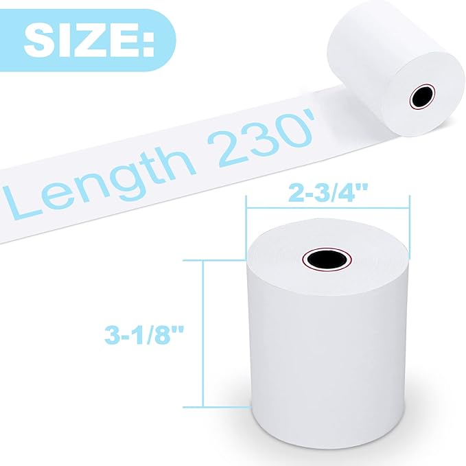 RyhamPaper 20 Rolls Thermal Receipt Paper, 3-1/8" x 230' Pos Receipt Paper - Image 2
