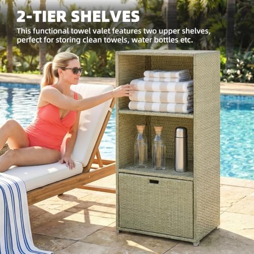 Outsunny Valet Pool Towel Rack Waterproof Hot Tub Organizer Gray - Image 4