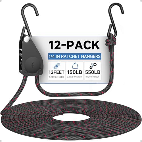 Fondwell Rope Tie Downs Small Ratchet Straps, Adjustable Grow Light Hangers by Fondwell