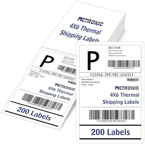 METRONIC Thermal Labels 4x6 200 Labels Fanfold Direct Shipping Labels by METRONIC