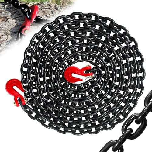 5/16" Binder Chain,15FT Trailer Safety Chains with Clevis Grab Hooks, 4:1 Safety Factor, 4,900 lbs Safe Working Load | Heavy Duty Chain for Towing,Transporting,Logging(EP Black) by SENKEYFE