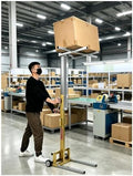 Portable Material Lift, Manual Winch Stacker with Forks for Warehouse by Unknown