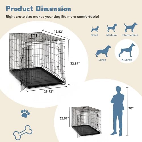 DUMOS 48 Inch Dog Crate, Foldable Medium Large Dog Cage Pet Kennel - Image 5
