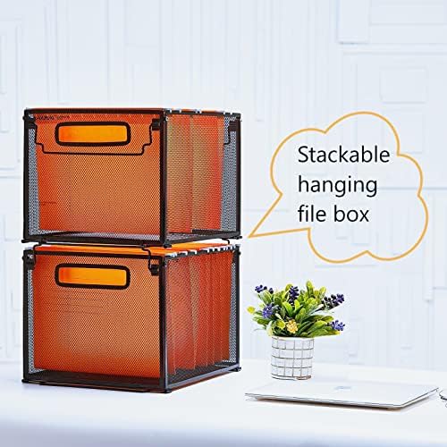 SETTFRFE 2 Pack File Organizer,Metal File Crates for Hanging Folders,Black - Image 6