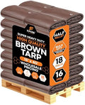 Super Heavy Duty Brown Poly Tarp 15' x 40' - Bulk Half Pallet (18 Pack) Thick Waterproof, UV Blocking Protective Cover - 16 Mil Thick Polyethylene - by Xpose Safety by XposeSafety