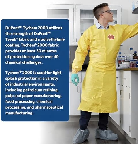 DuPont Tychem 2000 QC127S Disposable Chemical Resistant Coverall with Hood, Elastic Cuff and Serged Seams, Yellow, 3X-Large (Pack of 12) - Image 5