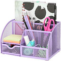 Exerz Metal Mesh Desk Organizer 7 Compartments with Drawer Light Purple by Exerz