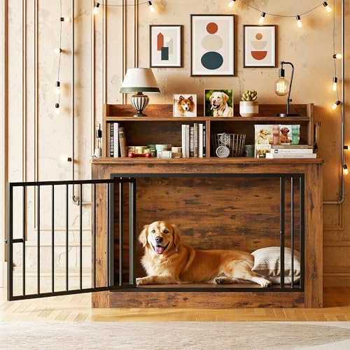IRONCK 43.3" Extra Large Dog Crate Furniture with Storage Shelf - Image 6