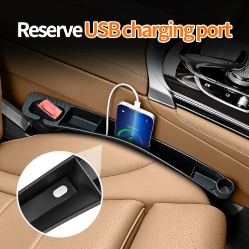 2PCS Car Seat Gap Filler, Universal Fit Automotive Seat Organizer ，Black - Image 7