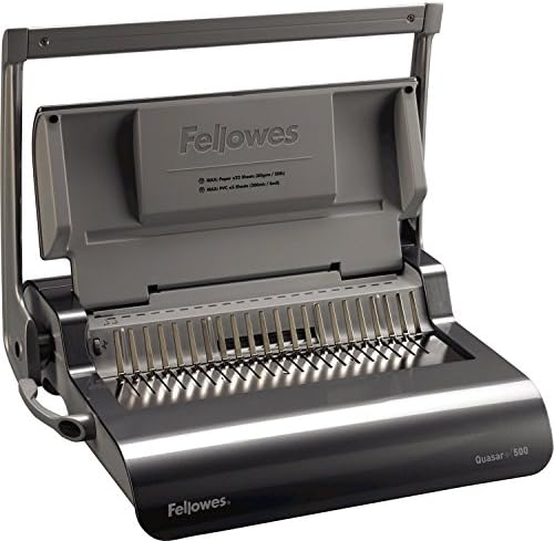Fellowes Quasar+ Binding Machine for Office - 21-Hole, 500 Sheet Manual Paper Punch Comb Binder Machine with Starter Kit 10 Comb Bindings - Ideal for Office Use - Silver - Image 3