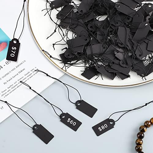 200Pcs Black Price Tags Gift Tags with Elastic String 1×0.47 Inch - Image 2