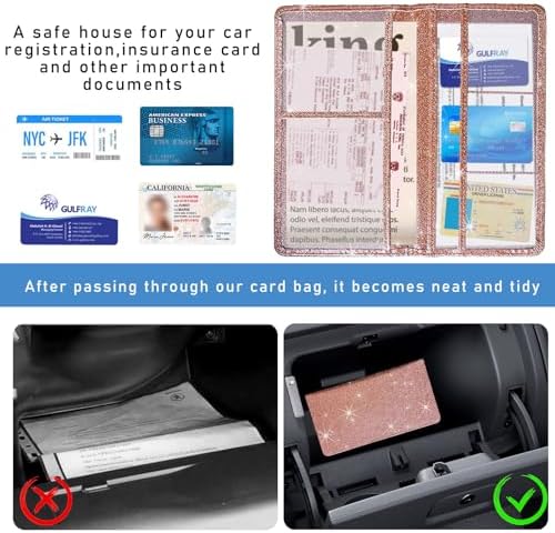 Ziciner Car Registration and Insurance Holder, Auto Card Document Glove Box Organizer with Magnetic Closure, Universal Vehicle Interior Accessories for Cars SUVs (Rose Golden-Large) - Image 5