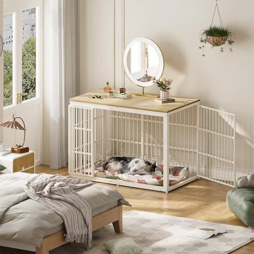 Lyromix 54" Dog Crate Furniture with Foldable Door, Natural Beech - Image 5