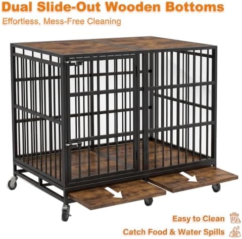 BOLDBONE 54'' Dog Crate Furniture,Dog Kennel Indoor for Large/Giant Dogs | Dog Kennel Furniture Wooden Dog Cage Heavy Duty Dog Crate Decorative Pet House End Side Table TV Stand Black Brown - Image 3