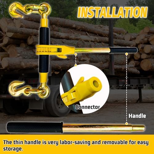 Ratchet Chain Binders 3/8" - 1/2" (2 Pack) | Adjustable Load Binder with 2 Grab Hooks for G70 Transport Chain | 9,200 Lbs Safe Working Load - Image 4