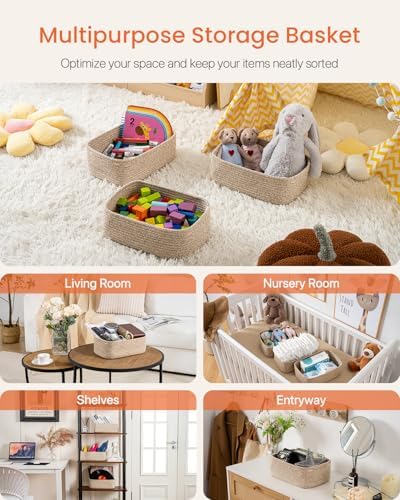 KALLAX Small Woven Storage Basket for Organizing, 12 x 8 x 4.5 inch, 3 Pack - Image 3