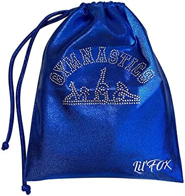 LIL'FOX 8"x10" Drawstring Gymnastics SMALL GRIP BAG 26x20cm - Lightweight Bag for Personal Equipment - Shiny Foil Rhinestones by LILFOX