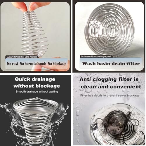 Hair Catcher，Drain Mesh Basket, Bathroom Sink Drain Strainers, for Laundry, Mop Pool, Utility, Slop, RV Sink, Stainless Steel Drain Filter。Fit Hole Size from 1.1" to 1.5"(2Pack) - Image 4