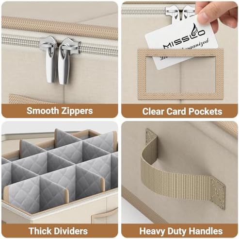 MISSLO Large Capacity China Storage Containers Hard Shell Plate Storage Containers, Kitchen Packing Moving Boxes for Dishes, Dinnerwares, Mugs Protectors, Beige, 3 Piece Set - Image 6