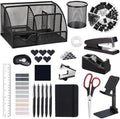 Office Supplies,Desk Accessories,Stapler and Tape Dispenser Set,1000 Staples,Staple Remover,Pen Holder,Folding Phone Holder,Journal Notebook,Ballpoint Pen,Scissor,Ruler,Clear Tape,Sticky Notes,Ect by musejoy