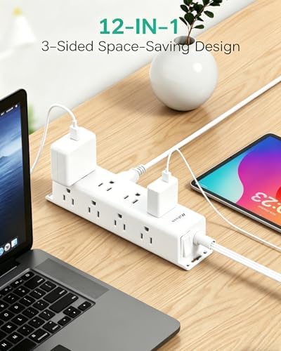 Surge Protector Power Strip, 12 Widely Spaced Multi Outlets, Wall Mount - Image 2