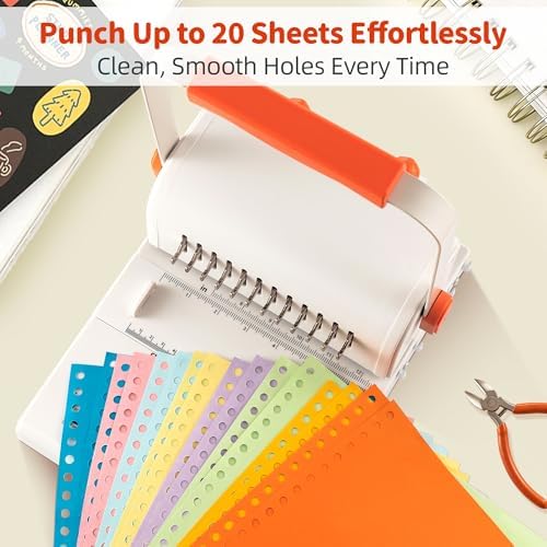 Binding Machine Kit 2:1 Hole Pitch Book Binding Kit with 10PCS 5/8'' Wires and Plier, Manual Paper Punch Binder for DIY Notebooks, Journals, Albums, School Projects, Home/Office Use - Image 3