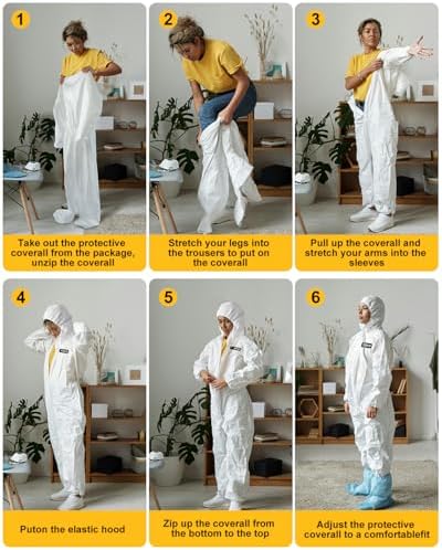 Hazmat Suit Disposable Coverall | Full Body Painters Suit in 7 Sizes with Multiple Specifications for Men & Women - 4X-Large, White, 1 - Image 5