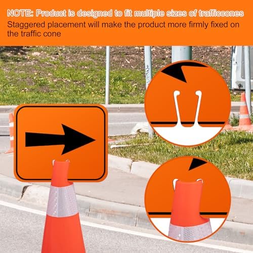 Geetery 3 Pcs Traffic Arrow Orange Detour Signs, Left & Right - Image 3