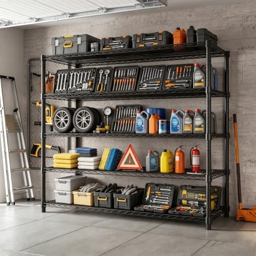 Garvee 5-Tier Wire Shelving 3200LBS Heavy Duty Storage Shelves Garage Rack - Image 2