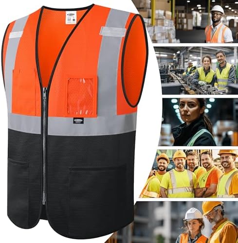 JKSafety Safety Vest for men women Hi Vis Vest with Pockets and Zipper High Visibility Construction Vests BX310 - Image 5