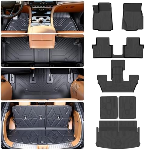 Floor Mats for 2021-2025 2026 Jeep Grand Cherokee L (only 6 Seats, Without the Second-Row Center armrest), TPE All-Weather Protection Durable Trunk Cargo mat for Jeep Grand Cherokee L Accessories by Unknown