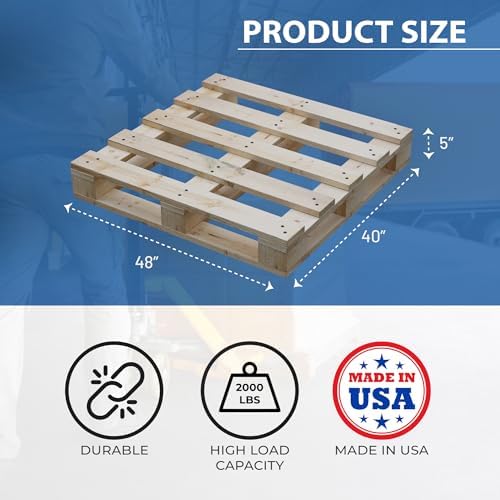 Greaton, 48x40x5 Wooden Pallet Kit, Heavy-Duty Industrial Grade Pinewood, Unassembled Flat-Pack, Stackable & Reusable, Lightweight Floor Pallet, Warehouse, Supermarket & Indoor Storage, 5-Pack - Image 7