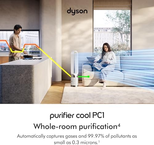 Dyson Purifier Cool PC1, HEPA Air Purifier Tower Fan, App and remote controlled, 350° oscillation, 10 levels, bladeless (White) - Image 2