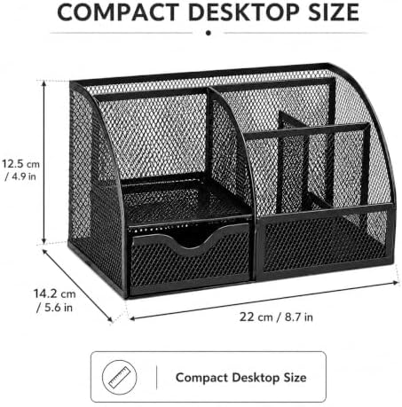 Exerz Desk Organizer 7 Compartment Pencil Holder Office Tidy Caddy Black - Image 2