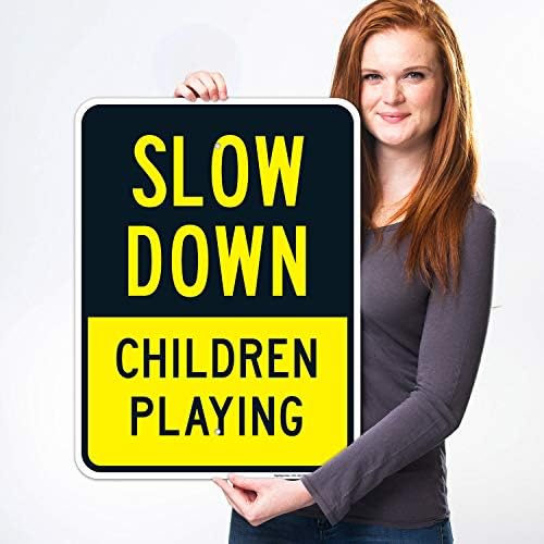Slow Down Children Playing Sign, Traffic Sign, - Image 2