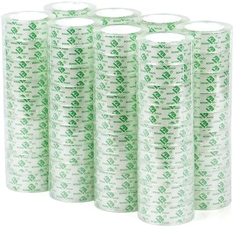 BOMEI PACK 72Rolls Crystal Clear Tape Refills, Bulk Transparent Tape for Dispenser, Office Tape for Home and School, 3/4Inch x 1000 inch by BOMEIPACK