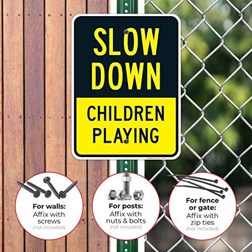 Slow Down Children Playing Sign, Traffic Sign, - Image 4