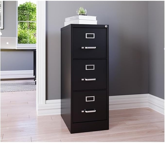 UrbanPro 3 Drawers 40.19" Vertical Black Metal Filing Cabinet Lockable - Image 2