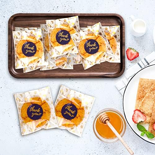 COQOFA 100 Pcs Star Printed Sealable Gift Wrap Cello Cellophane Bags Self sealing Adhensive Treat Bags Party Favor bags (4x6inch, Gold)… - Image 6