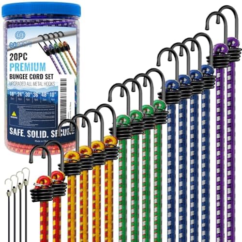 GOEASY0312 Heavy Duty Bungee Cords with Hooks, 20pcs 6 Sizes, Multi-Color by GOEASY0312
