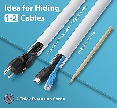 ZhiYo 85in Cord Covers for 1-2 Wires on Wall, D-Shaped 1" W x 0.4" H, Black - Image 5