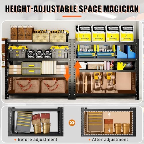 5000LBS 4 Tier Garage Storage Shelves, Heavy Duty Adjustable Storage Rack for Warehouse, Basement, Shop and Office, Commercial-Grade Steel Organizer, 67" W x 24" D x 63" H - Image 4