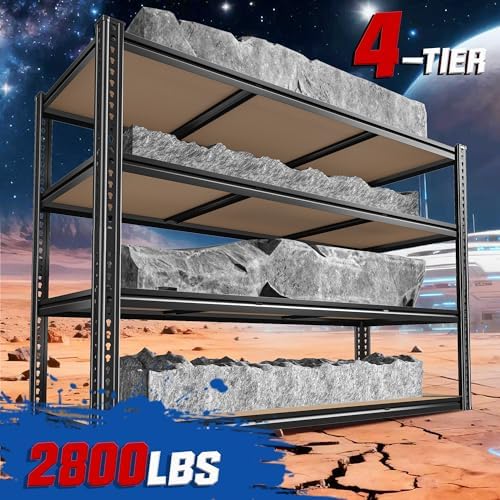 ROOMFAVE 60" W Garage Metal Shelving 2800LBS Storage Shelves 4 Tier, 2PC - Image 4