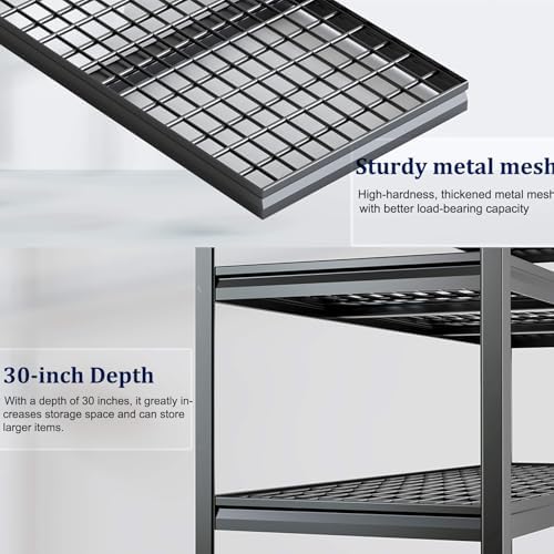 72" W Storage Shelves Heavy Duty Garage Shelving 30" D Metal Shelving Unit, 4 Tier Adjustable Shelves, 3800LBS Steel Industrial Shelving for Basement Warehouse Commercial, 2 Pack - Image 5
