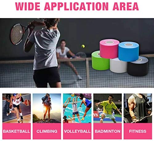 Kinesiology Tape Athletic Tape Sport Tape, Lychee Supports & Protects Muscles, Waterproof and Latex Free, Breathable Elastic for Sport Activity (5 Rolls,5 Colors) - Image 6