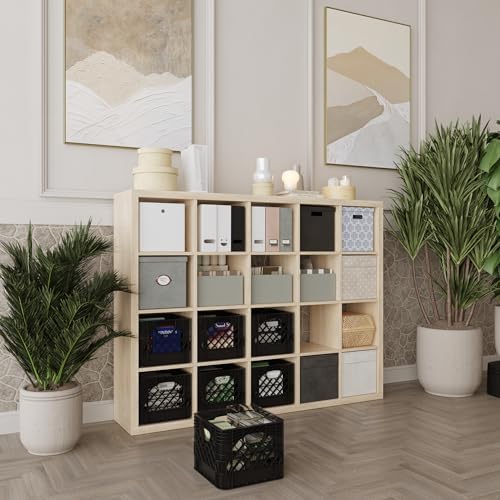 13 in. x 13 in. x 11 in. Heavy-Duty Black 16 Qt Milk Crate | 2 Pack | Stackable Storage Container with Handles - Image 4