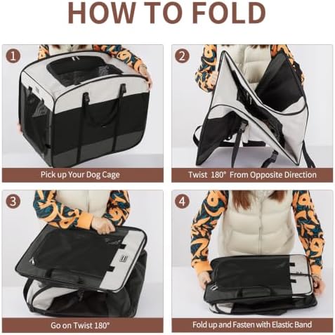 DONORO Dog Kennels and Crates for Medium Dogs, Portable Pop Up Indoor Pet Cage with Sturdy Wire Frame, Collapsible Travel Crate Soft Sided Cat Bag Escape Proof (Gray, 24.0" L x 16.0" W x 19.0" H) - Image 3